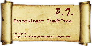 Petschinger Timótea névjegykártya